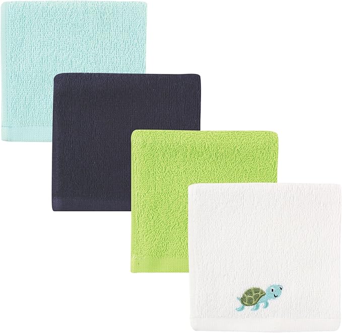 Luvable Friends Unisex Baby Super Soft Cotton Washcloths, Turtle, One Size