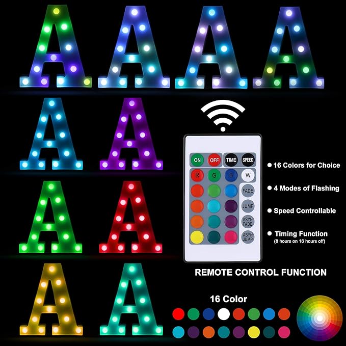Foaky Colorful LED Number Lights with Remote, Marquee Light Up Number Sign for Night Light Wedding/Birthday Party Battery Powered Christmas Lamp Home Bar Decoration (6)
