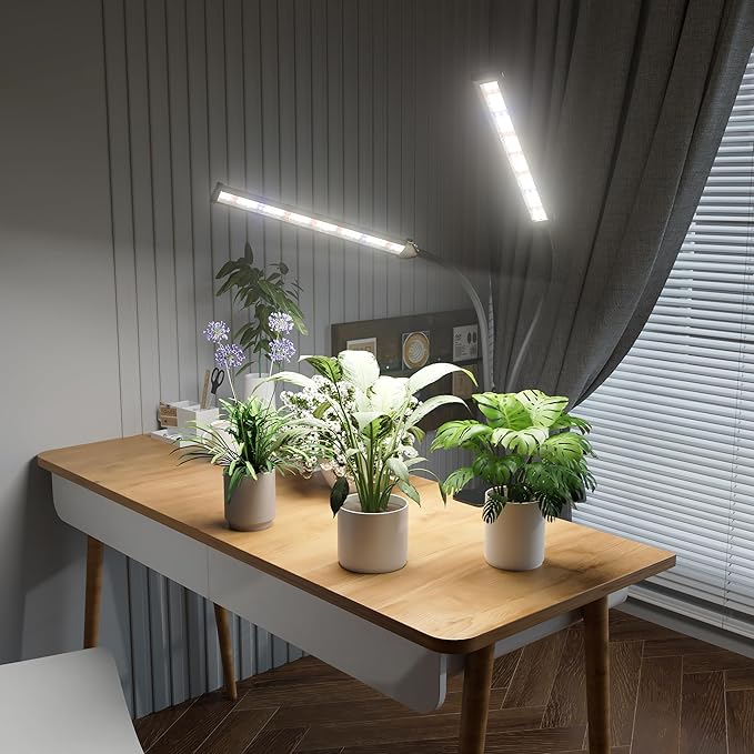 GooingTop LED Grow Light,White Full Spectrum Clip Plant Growing Lamp with High Power Red Blue LEDs for Indoor Plants,Dimming & Optional Auto Timer