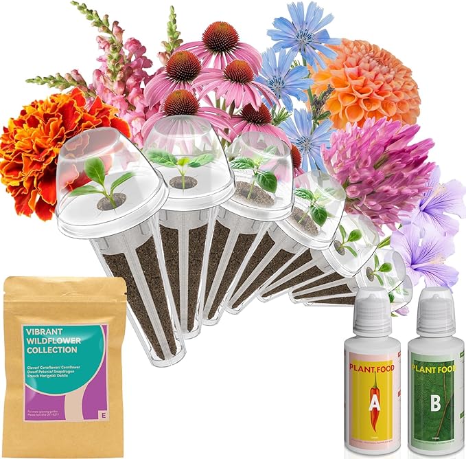 inbloom Flower Seed Pod Kit for AeroGarden, iDoo, Ahopegarden, GARDENCUBE, MUFGA Hydroponics, 7 Pods (350+ Seeds with Coneflower, Petunia, Snapdragon, French Marigold, Dahlia)