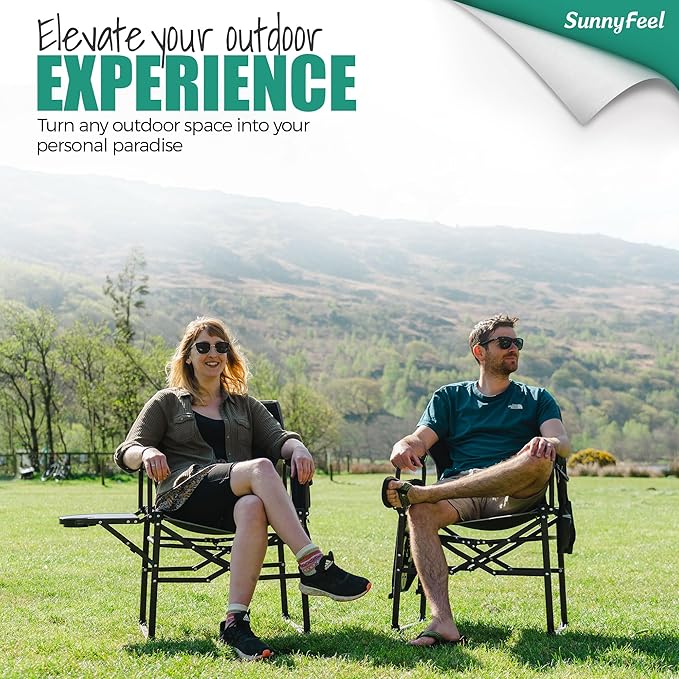 SUNNYFEEL Camping Directors Chair, Heavy Duty,Oversized Portable Folding Chair with Side Table, Pocket for Beach, Fishing,Trip,Picnic,Lawn,Concert Outdoor Foldable Camp Chairs