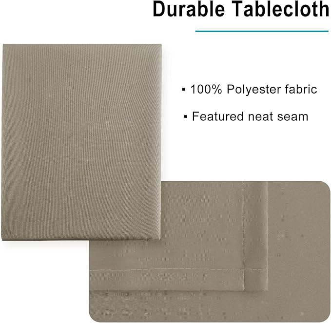 Hiasan Small Tablecloth for Square Tables - Waterproof and Spillproof Washable Fabric Table Cloth for Dining Room Kitchen Party (Taupe, 40 x 40 Inch)