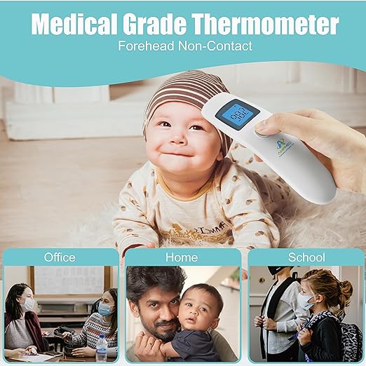 Amplim Non-Contact Forehead Thermometer for Kids and Adults - Touchless Digital Fever Thermometer with Temporal Head Function - No-Touch Baby Thermometer for Accurate Temperature Reading