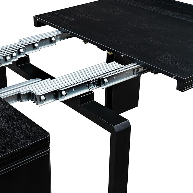 X02X2-206-30 5-pc Dining Room Table Set a Rectangular Kitchen Table and 2 Benches and 2 Wire Brushed Black Polyester Stackable Chairs, 39x120 Inch, Wire Brushed Black