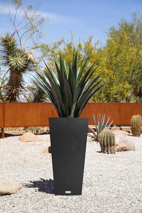 Veradek V-Resin Indoor/Outdoor Taper Planter (30 inch, Black)