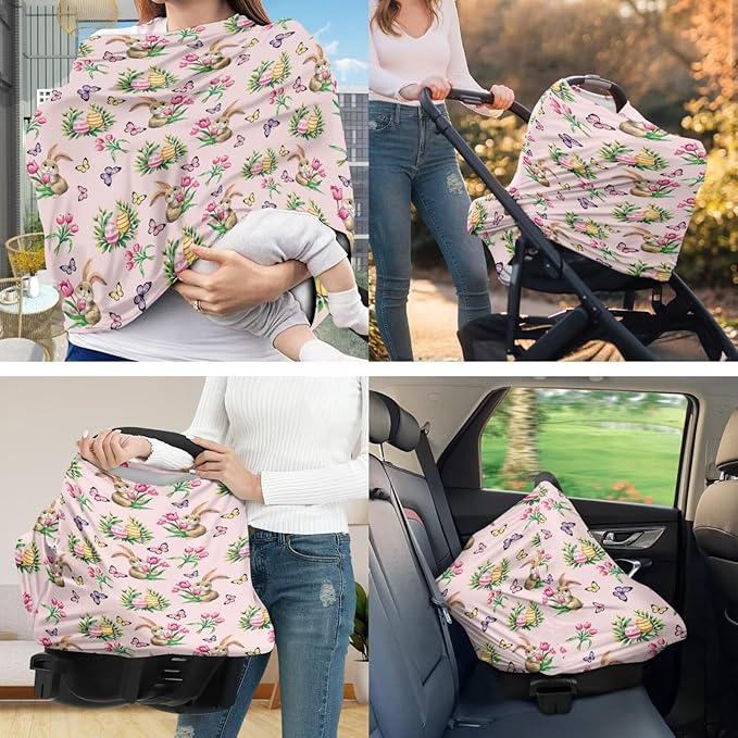 Easter Bunny Basket Covers Nursing Pillow Cover for Baby Tulips Multi - use Baby Essentials Breathable Washable Stain Resistant and Scratch Resistant