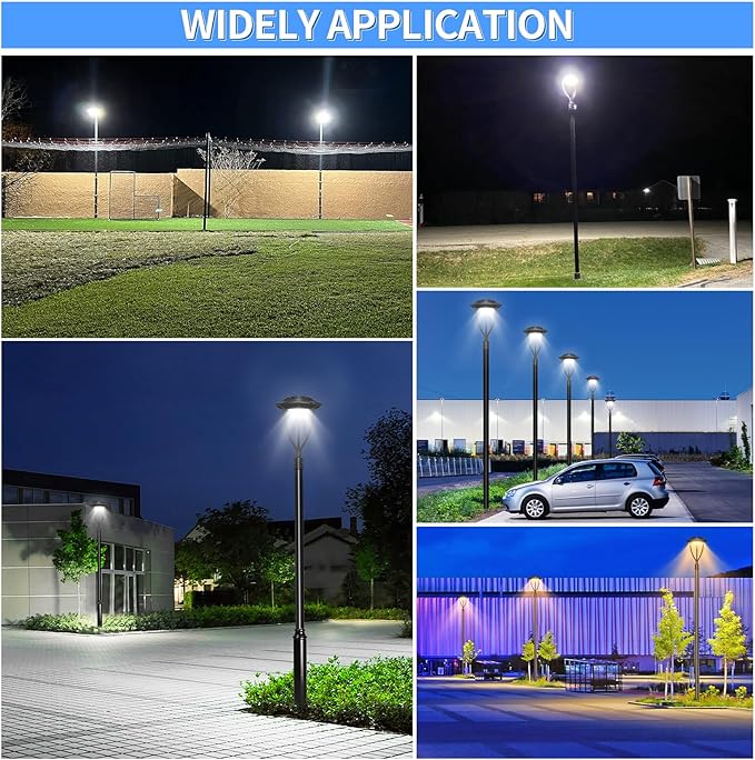 ADUB LED Post Light with Photocell, 150W 120W 90W Post Top Lights 3000K 4000K 5000K Adjustable Wattage & CCT, 21000LM Outdoor Pole Light Fixture ETL Listed, IP65 Commercial Street Area Lighting