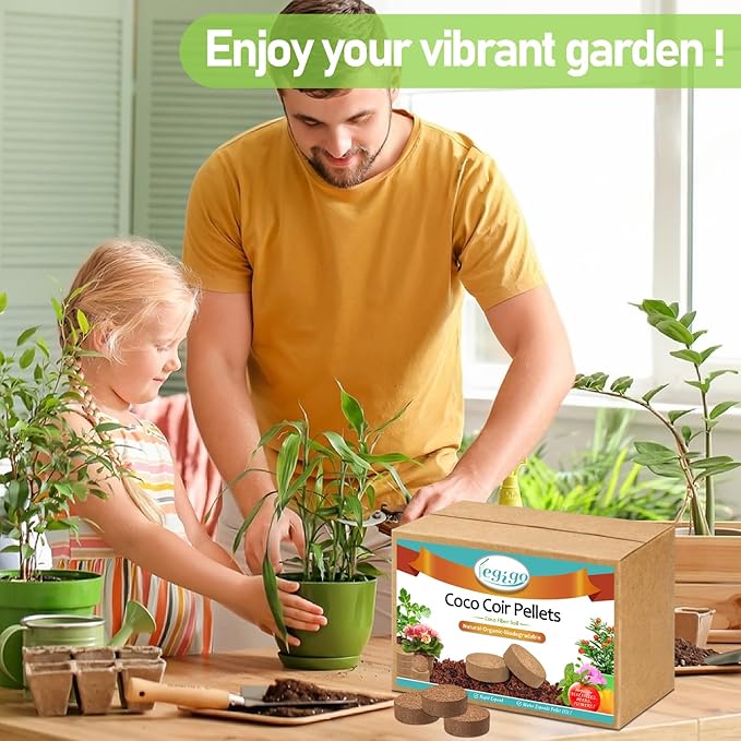 Legigo 200 Pcs 30mm Coco Coir Pellets Seed Starting Soil Mix- Compressed Coconut Coir Pellets Potting Soil Pods for Seedling, Coco Peat Soil Discs for Indoor & Outdoor Plants, Herb Vegetables Flowers