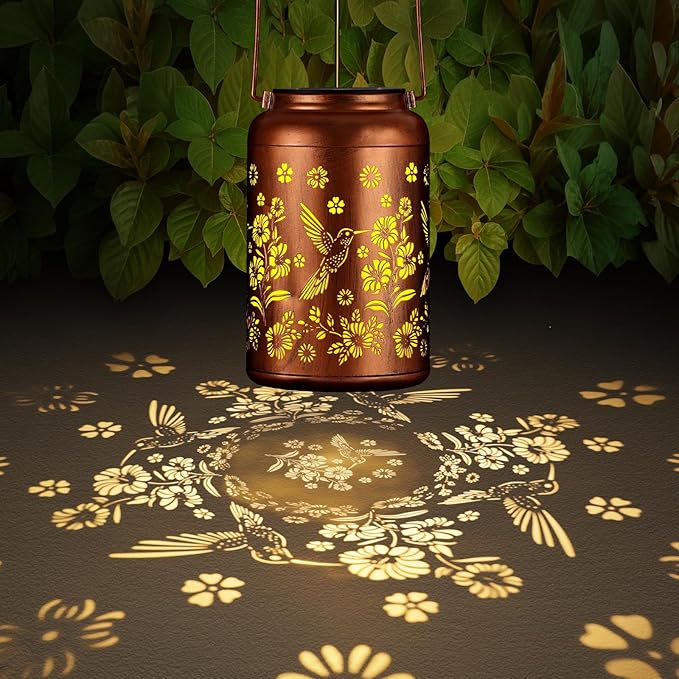 Solar Lanterns Outdoor, Waterproof Hanging Metal Solar Lanterns LED Decoration for Garden, Yard, Patio - Perfect Birthday Gifts for Women Mom Grandma(Hummingbird)