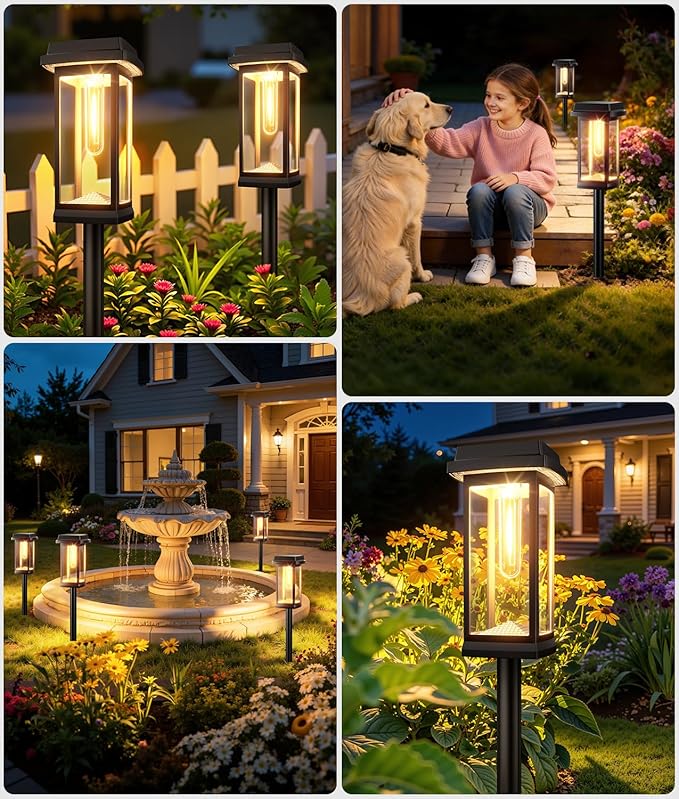 Solar Pathway Lights Outdoor, 8 Pack Upgraded Solar Garden Lights solar powered, solar lights outdoor waterproof IP65, 15 Hours Outdoor Solar Lights for Yard Patio Landscape Walkway Driveway Decor