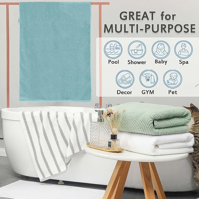 Luxury Bath Towels, Bath Towels Set of 4, Large 30" x 56"