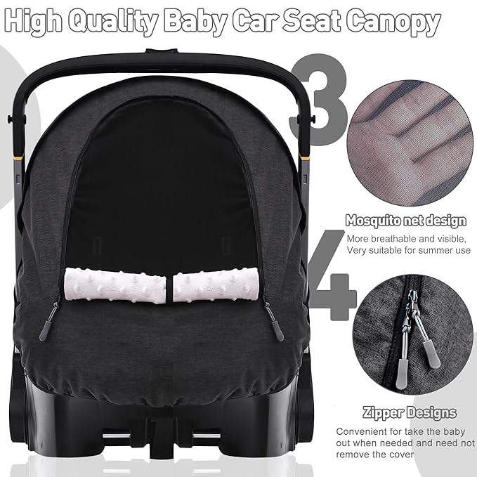 Waterproof Baby Car Seat Cover Compatible with Doona Car Seat and Stroller,Patented Windproof Car Seat Canopy for Boys & Girls, Keeps Babies Warm and Coz(Black)