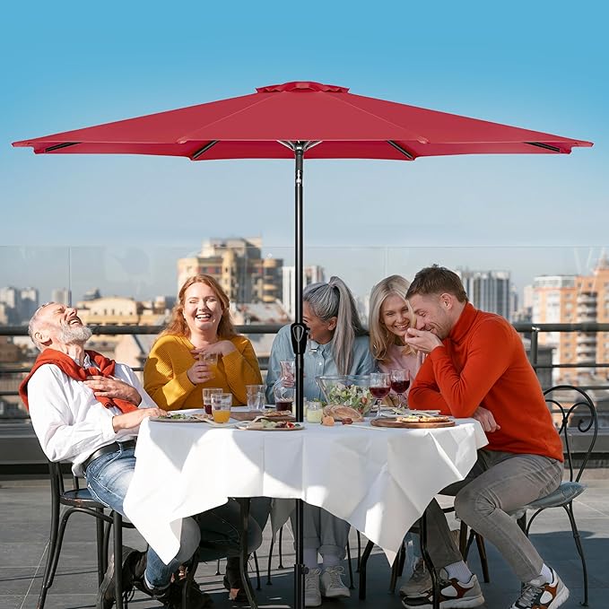 Simple Deluxe 9' Patio Umbrella Outdoor Table Market Yard Umbrella with Push Button Tilt/Crank