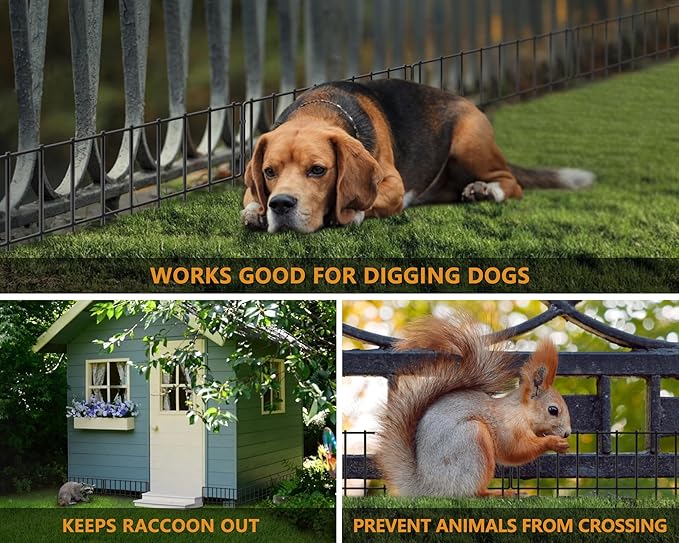 32 Panels Animal Barrier Fence, 32ft(L) X 13inch(H) No Dig Rabbit Fences, Dog Digging Defense Ground Bottom Blockers, Rustproof Metal Border for Garden Outdoor Patio Landscaping