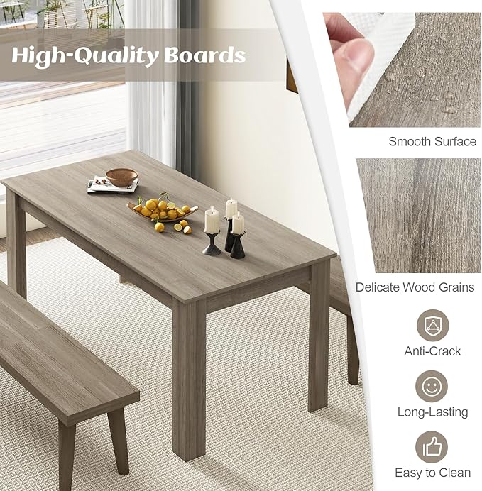 Giantex Large Farmhouse Dining Table - 63" L x 31.5" W x 30" H, 330LBS Capacity, Center Table for Living Room, Home Office, Kitchen, Dinette, Dinner, Oak