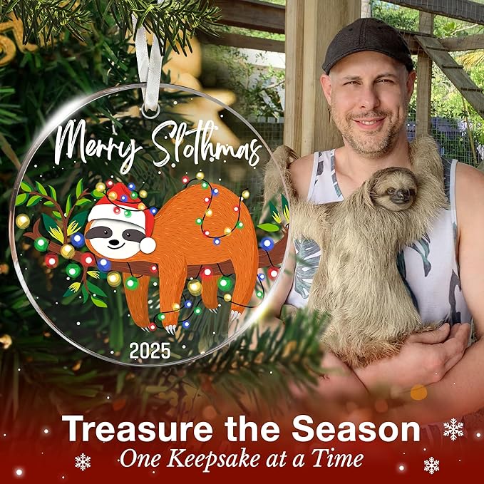 Sloth Ornaments for Christmas Tree - Unique Sloth Gifts for Kids and Women, Best Themed Decor Enhancing Festive Cheer, Ideal Gifts for Sloth Lovers, Perfect Ornaments for Christmas Decorations