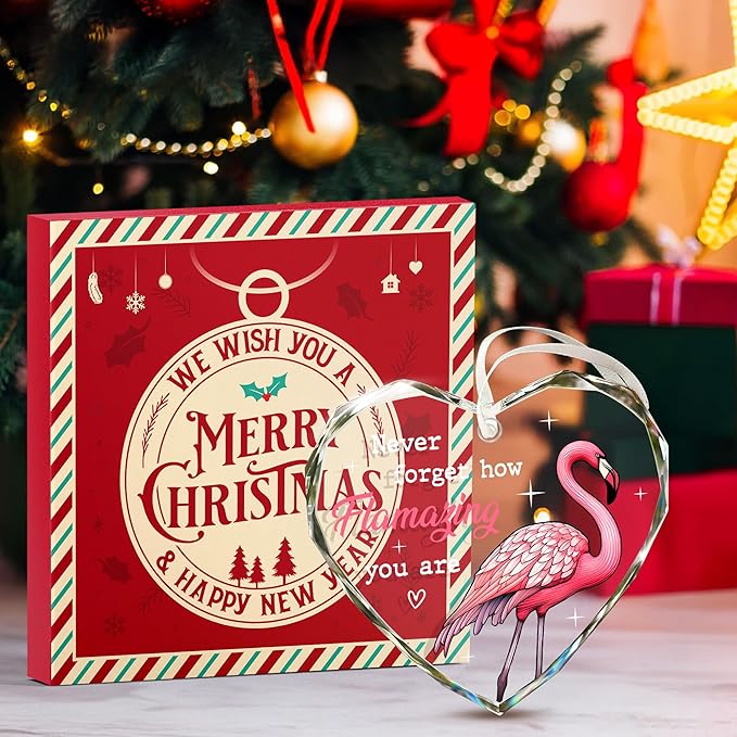 Flamingo Christmas Ornaments - Pink Flamingo Ornaments for Christmas Tree, Novelty Holiday Flamingo Gifts for Bird Lovers, Unique Ornament Celebrating A Tropical Holiday Theme