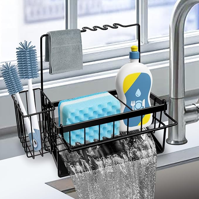 Yazoni Sponge Holder for Kitchen Sink, Rustproof Kitchen Sink Organizer