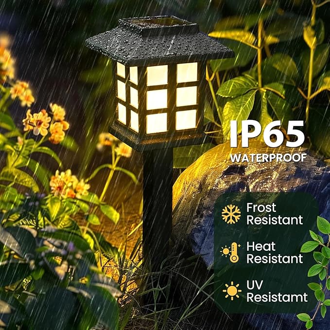 GIGALUMI Solar Outdoor Lights，10 Pack LED Solar Lights Outdoor Waterproof, Solar Walkway Lights Maintain 10 Hours of Lighting for Your Garden, Landscape, Path, Yard, Patio, Driveway