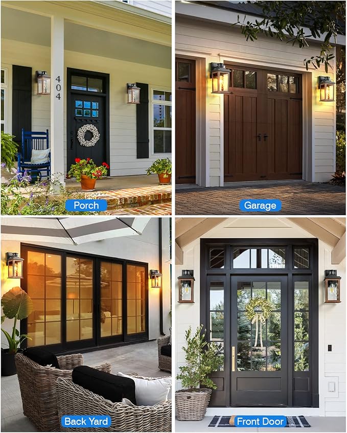 VIANIS Motion Sensor Outdoor Lights, Dusk to Dawn Outdoor Lighting for House, Wood Grain Garage Lights, Lantern Wall Mount, Waterproof Porch Sconce for Entryway, with Anti-Rust, Weather Resistant