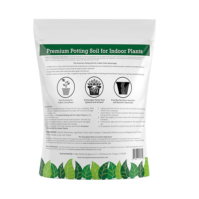 Organic Indoor Plant Soil – Enhanced Drainage & Optimal Nutrient Content for Healthy Roots & Fast Growth | Made in USA | Large 7.5L Bag