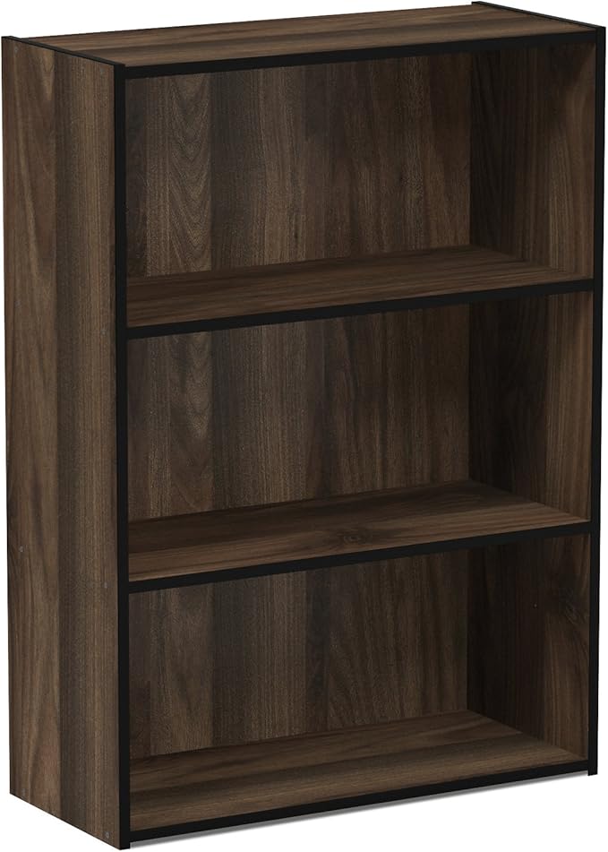 Furinno Pasir 3-Tier Open Shelf Bookcase, Columbia Walnut