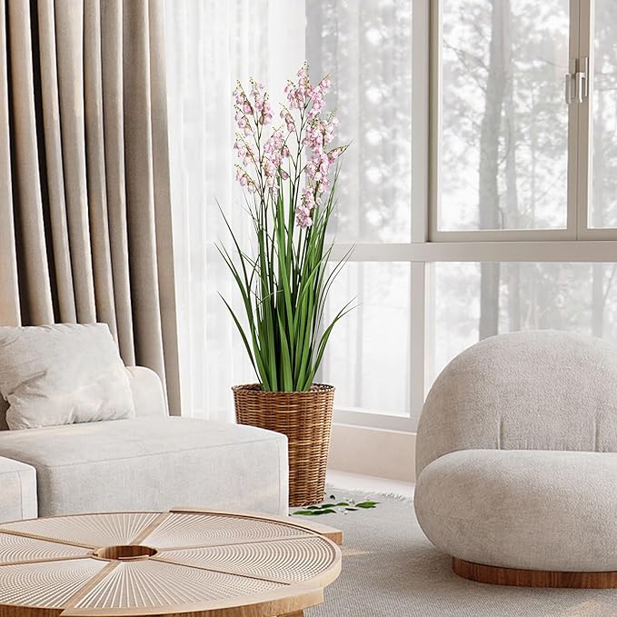 Fake Plants Home Decor Fake Flowers Artificial Plants Outdoor Tall Grass Plant Artificial Pampas Grass Decor Artificial Plants Indoor Fake Grass Living Room Decor Artificial Grass 36" 2PCS（Pink）