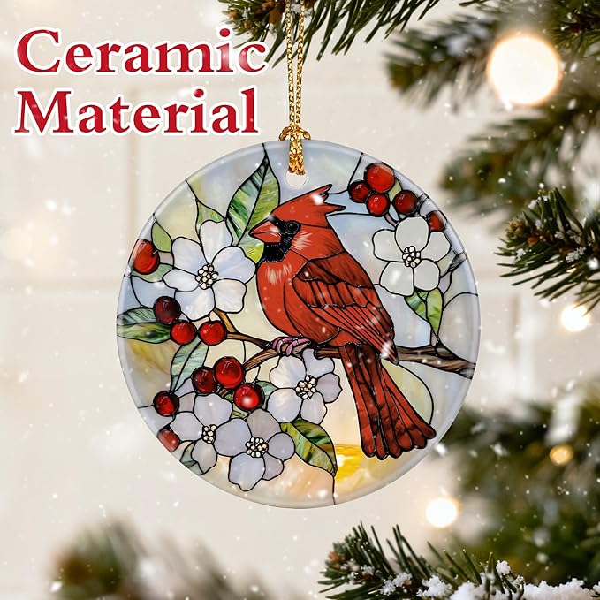Cardinal Ornament for Christmas Tree | Christmas Ornaments, Red Bird Decor, Holiday Decor Gifts for Bird Lovers, Cardinal Memorial Gifts, Gift Exchange & Gift Idea, Giftbox Included