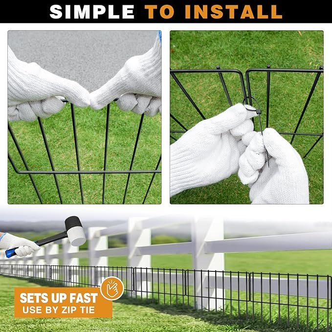 32 Panels Animal Barrier Fence, 32ft(L) X 13inch(H) No Dig Rabbit Fences, Dog Digging Defense Ground Bottom Blockers, Rustproof Metal Border for Garden Outdoor Patio Landscaping
