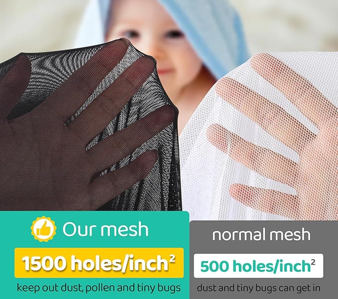 Stroller Mesh Shade Stroller Net Cover Baby Car Seat Carrier Shade-Ventilated and See Through Mesh