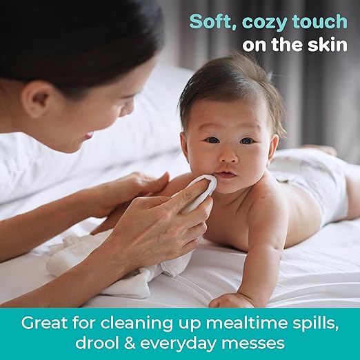 Spasilk Washcloth Wipes Set for Newborn Boys and Girls, Soft Terry Washcloth Set, Pack of 10, Gray Celestial