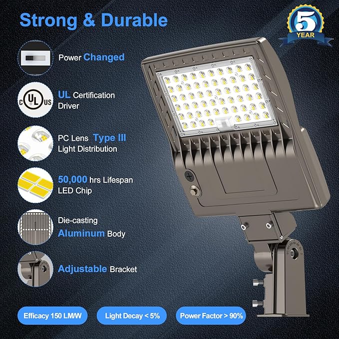 KUKUPPO 10Pack 240W LED Parking Lot Light Power Adjustable, LED Shoebox Flood Pole Light Outdoor Parking Lighting with Slip Fit 36,000LM 5000K IP65 Waterproof 100-277V UL Listed