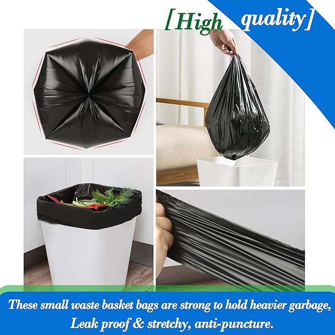 1.2 Gallon120 pcs Small Black Trash Bags, Strong 1 Gallon 1.2 Gallon 1.3 Gallon