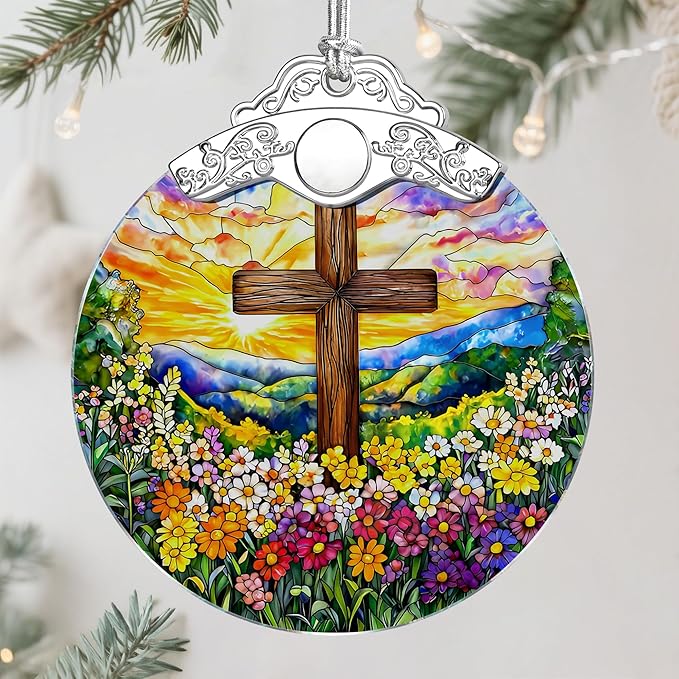 Catholic Cross Ornament, Christian Christmas Ornament, Christmas Tree Ornament, Religious Home Decor, Christian Gifts for Her, Religious Gifts, Gift Exchange, Gift Idea - Pattern A