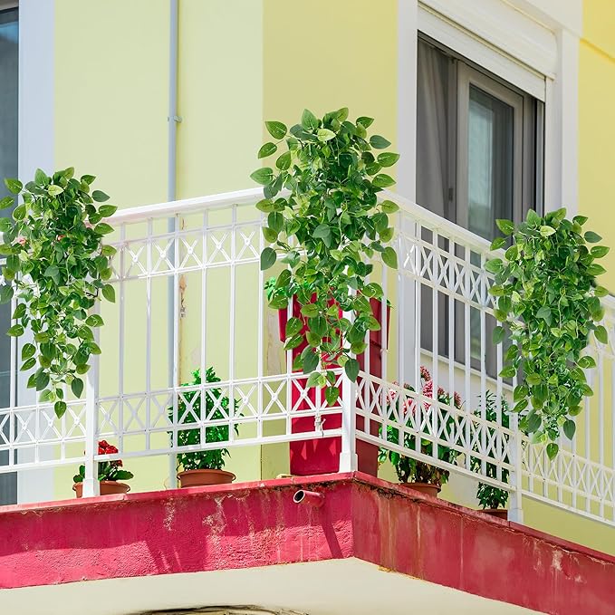 Sggvecsy Fake Hanging Plants 2 Pcs Artificial Hanging Plants Fake Ivy Vine Faux Pothos Vines Artificial Ivy Leaves Greenery Plant for Room Patio Home Indoor Outdoor Shelf Wall Garden Decor(No Baskets)