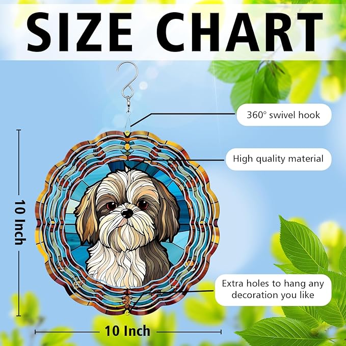 Shih Tzu Yard and Garden Wind Spinner, Unique 3D Hanging Shih Tzu Wind Spinner