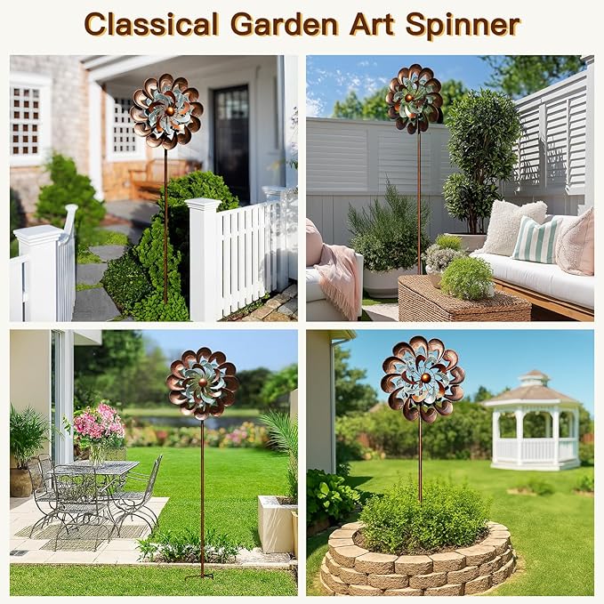 Metal Wind Spinner Outdoor, Wind Spinners for Yard and Garden, 84 inch Wind Sculptures & Spinners, Windmill for Yard Art