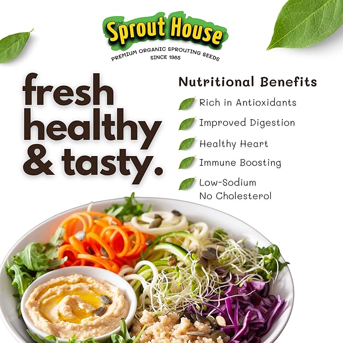The Sprout House Variety Sample Pack -1.5 LBS of 12 Different Sprouting Seeds - Certified Organic and Non GMO - Includes 2oz of Each