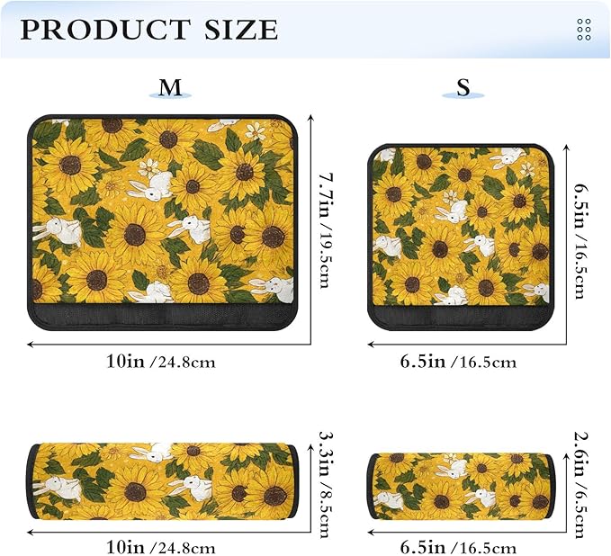 2 Pack Seatbelt Covers Seat Belt Cover Pad for Adults Boys Girls Car Seat Strap Covers Pads Cushion Universal Shoulder Strap Pad Protector for Backpack 10x7.7Inch Autumn Sunflower and Rabbit
