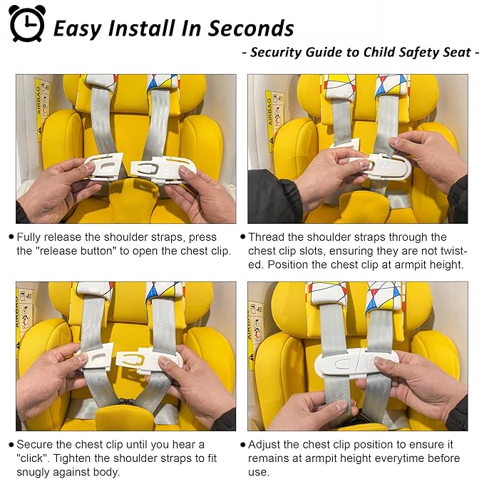 Universal Car Seat Chest Clip, Adjustable Harness Positioning Clip for Stroller and Booster Seat, Anti-Slip Shoulder Straps Holder Accessory for Parents (1 Pack, Blue)