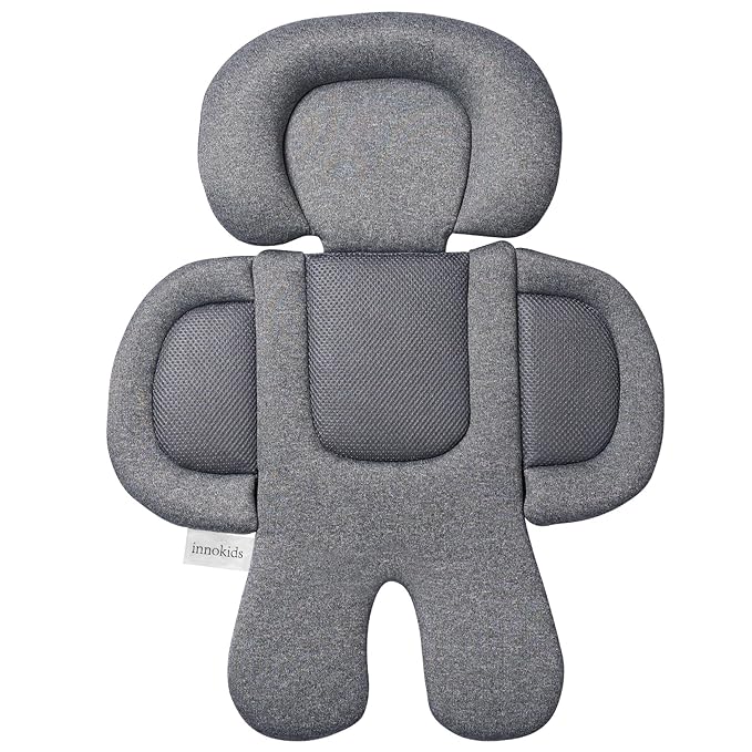 Innokids Infant Car Seat Insert for Newborn, 2 in 1 Reversible Soft Padded Baby Head and Body Support for Stroller, Carseat, Swing (Gray/Black)