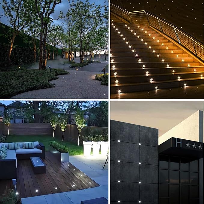 LED Mini In-Ground Starlight, 1W 12V DC Low Voltage Recessed Well Light, IP67 Waterproof, Buried Underground Marker Outdoor Landscape Lighting,Warm White 3000K (12V DC, 1 Pack)