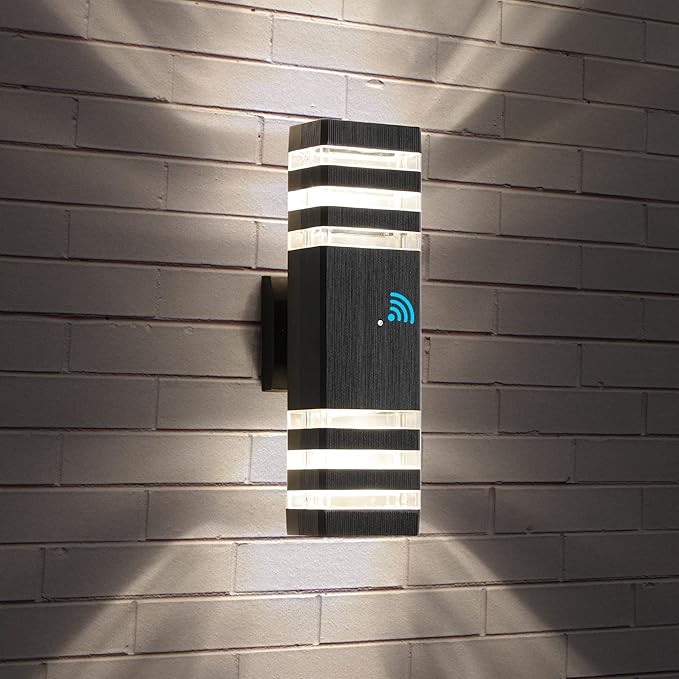 tewei 1 Pack Dusk to Dawn Outdoor Wall Lights Fixture, Up and Down LED Outdoor Wall Sconce Porch Lights, IP65 3000K Warm White Matte Black Exterior Lights for House Garage Front Porch