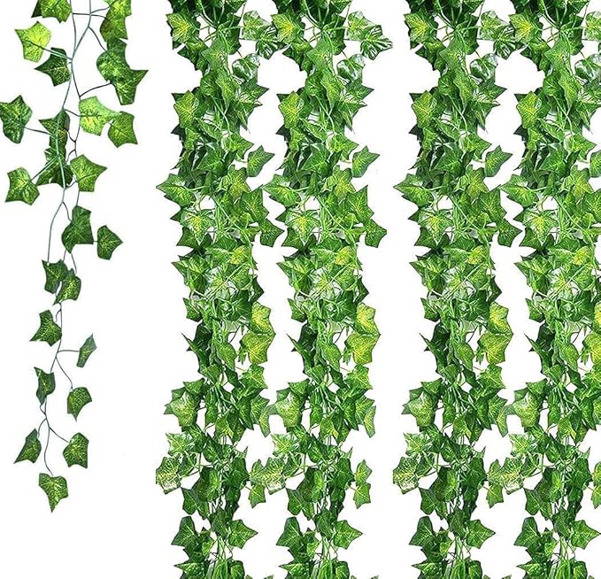 Unilove 84 feet 12 Pack Fake Vines Artificial Ivy Leaves Plants Hanging Greenery Plant Garland for Bedroom Office Wall Decor Indoor Outdoors (84Ft Ivy Leaves)