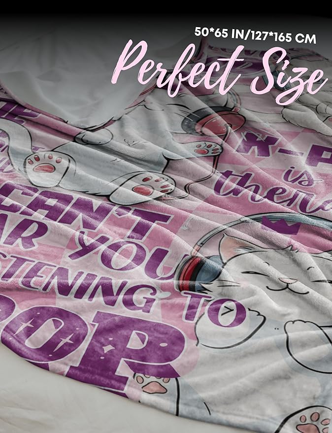 Huglanket Kpop Gifts for Teen Girl K Pop Lovers, Kpop Merch Stuff Blanket for Women for Birthday, Christmas, Cats, 50"x 65"