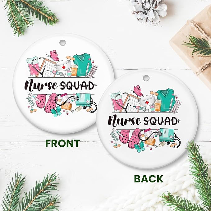GEEMBI Nurse Gifts for Women, 2025 Christmas Ornaments - Thank You, Appreciation Gifts for Nurses, Retirement Nurse - Christmas Tree Decoration Ceramic Ornaments