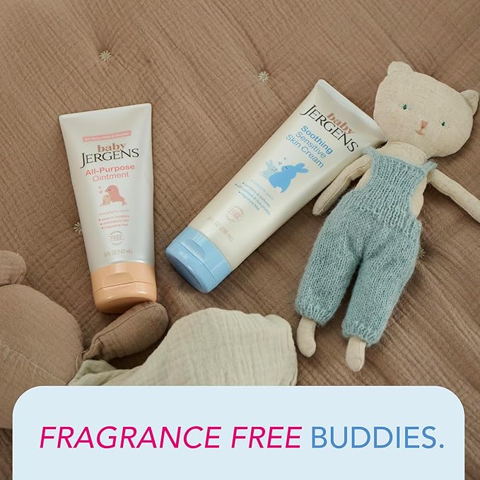 Jergens Baby Soothing Sensitive Skin Cream, Cream for Infant Dry Skin, Baby Cream for Dry Skin, Pediatrician-tested, Fragrance-free, 8 Fl Oz