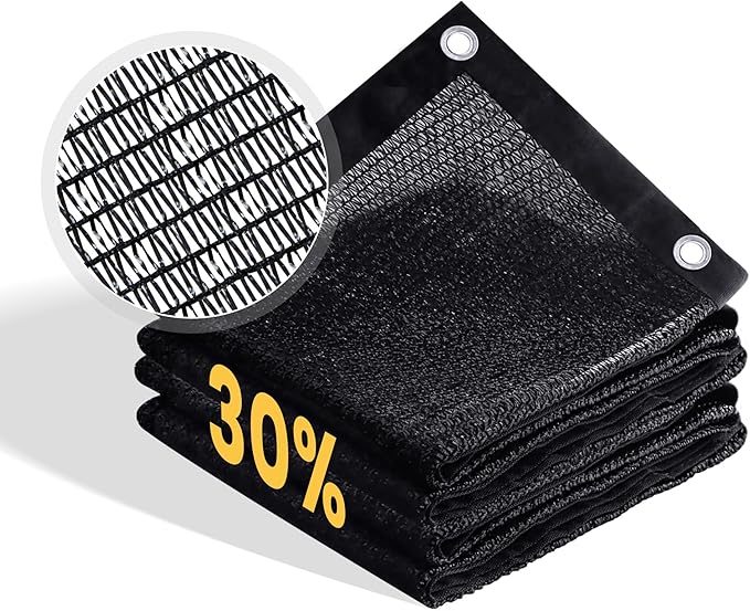 VICLLAX 30% Shade Cloth, 10x11FT Durable Black Mesh Trap with Every 3 FT Grommet, Sun Shade Fabric Netting for for Plants Cover, Greenhouse, Chicken Coop, Barn Kennel, Garden Patio