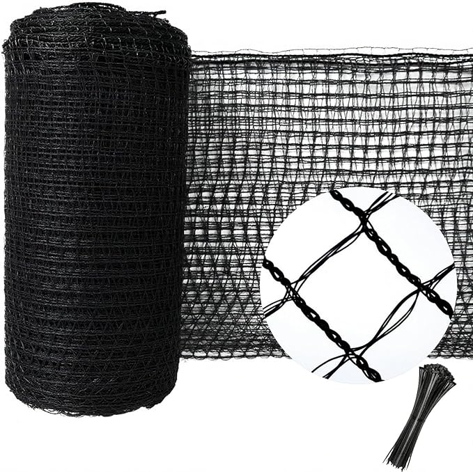 5x65ft Deer Fence Netting, Plastic Mesh Fence Heavy Duty Garden Fence Animal Barrier Garden Netting for Plants Fruit Trees Vegetables Against Deer, Birds, Rabbits, Chickens and Other Animals, Black
