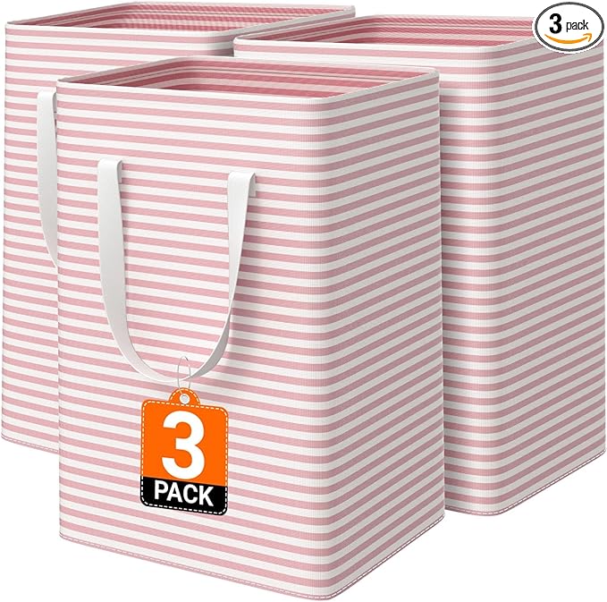 3 Pack Large Laundry Basket, Waterproof & Freestanding Laundry Hamper,